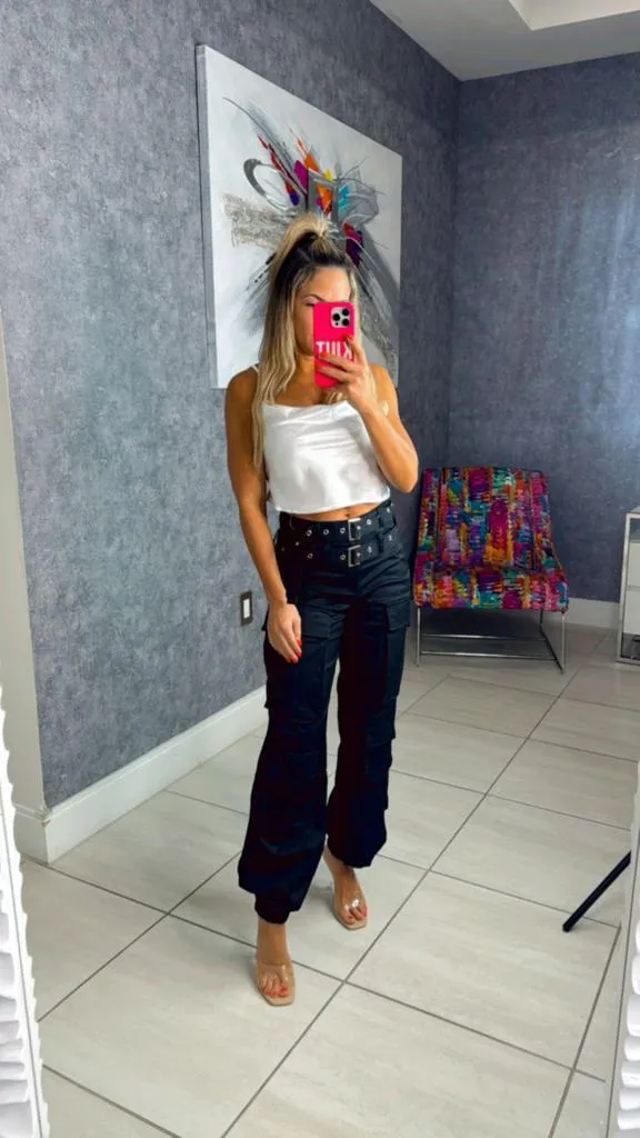 0498 Double belt cargo pants