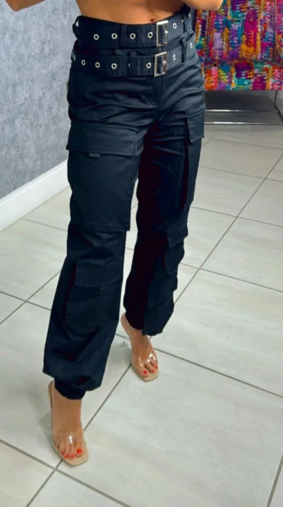 0498 Double belt cargo pants