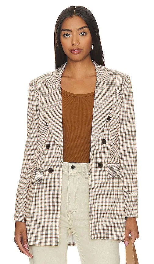 1. STATE Long Double Breasted Blazer in Tan