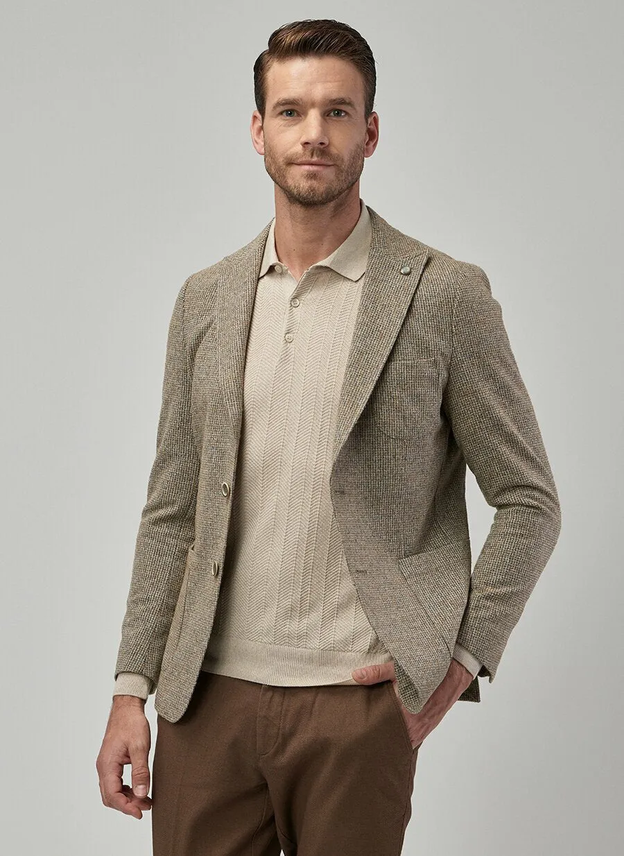16886 Brown Slim Fit Jacket