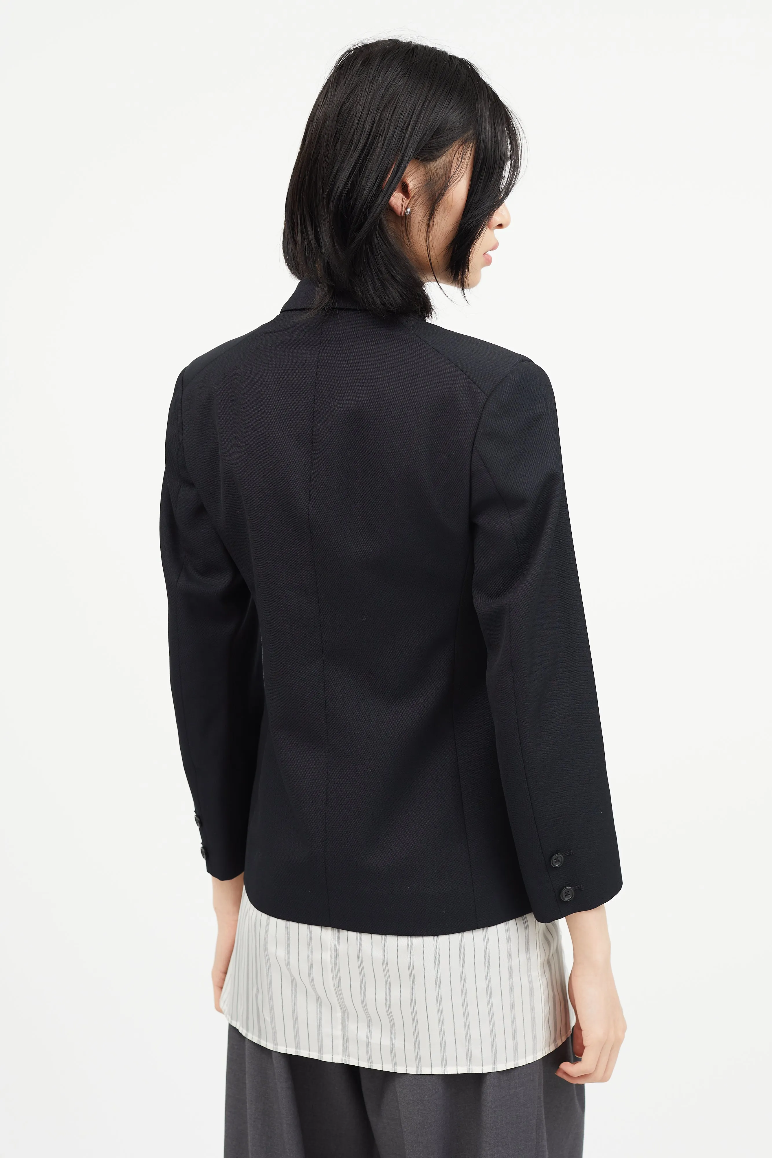Black Double Breasted Wool Blazer