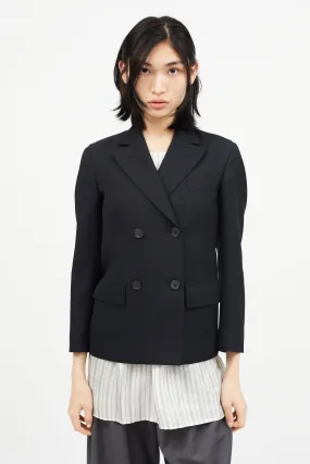 Black Double Breasted Wool Blazer