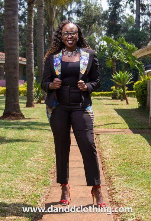 Black Office Suit with African Touch