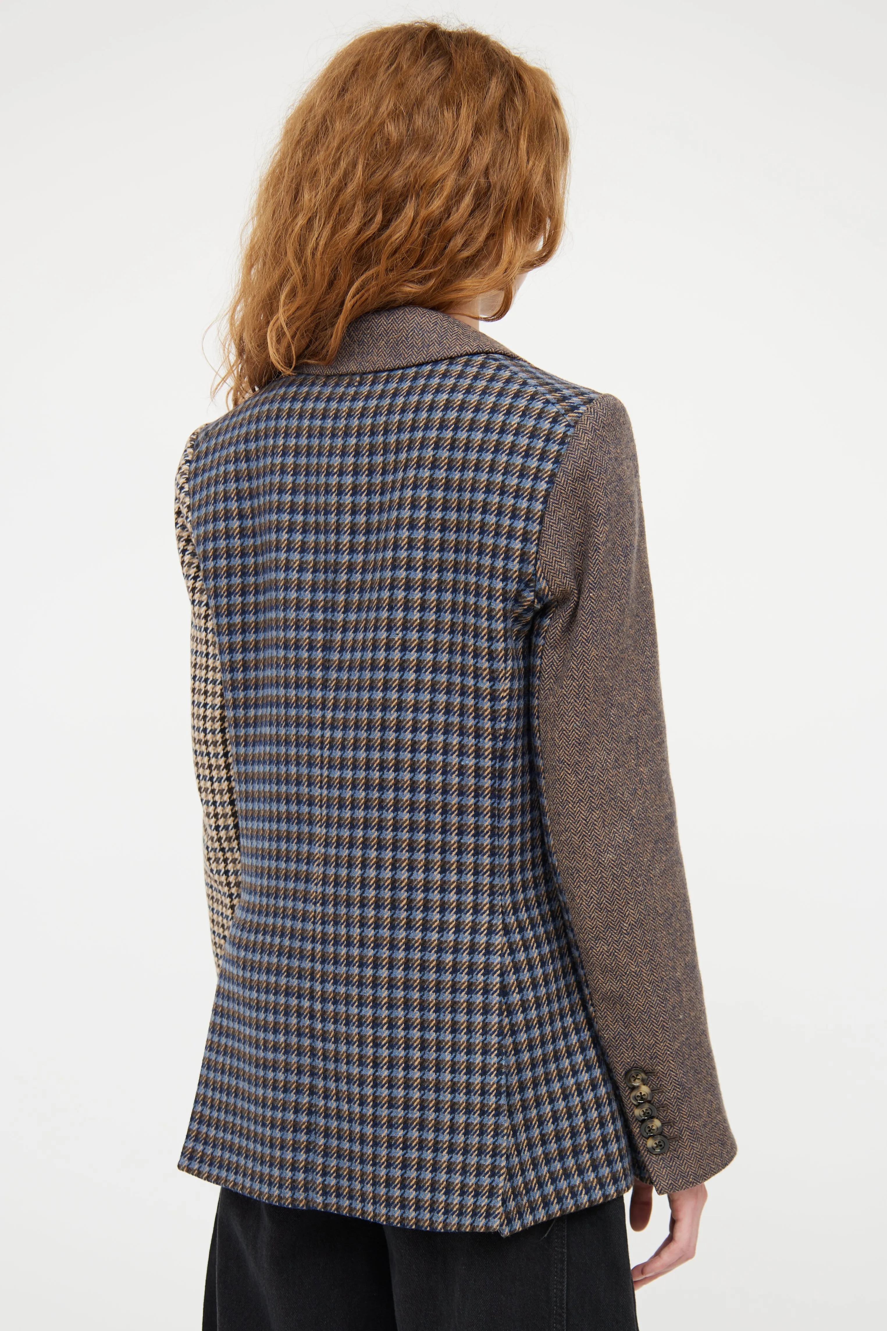 Blue & Multicolour Houndstooth Blazer