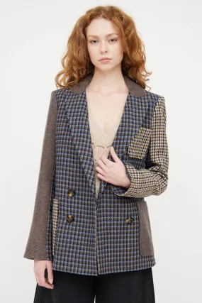 Blue & Multicolour Houndstooth Blazer