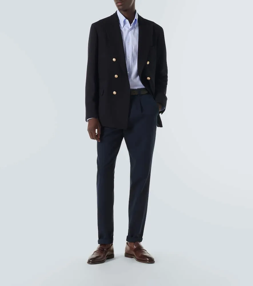 Brunello Cucinelli Double-breasted wool twill blazer