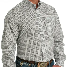 Cinch Men's L/S Classic Fit Geometric Circles Western Button Down Shirt in White
