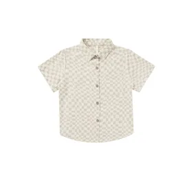 Collared Short Sleeve Shirt - Dove Check