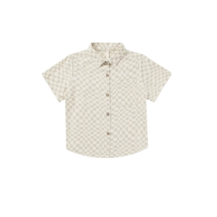 Collared Short Sleeve Shirt - Dove Check