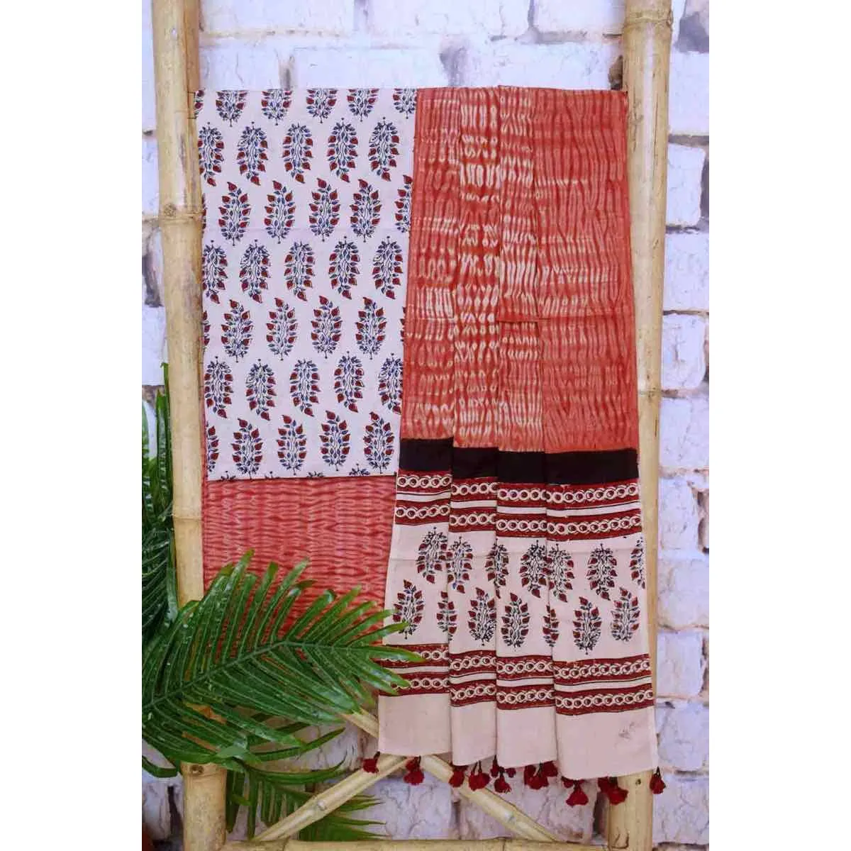 Cream Special Ajrakh Shibori Cotton Suit