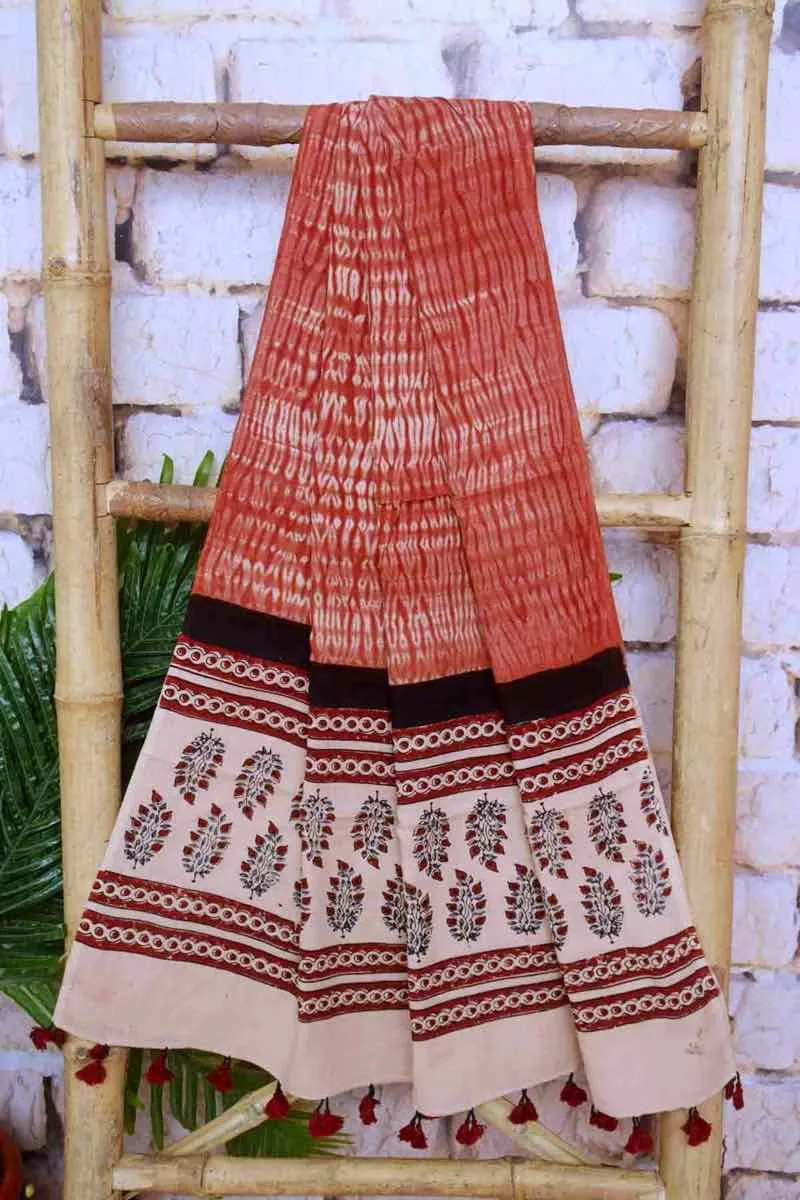 Cream Special Ajrakh Shibori Cotton Suit