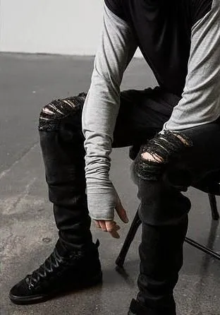 Distressed Ripped Slim Fit Pants