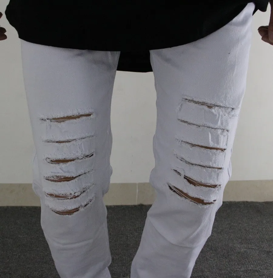 Distressed Ripped Slim Fit Pants