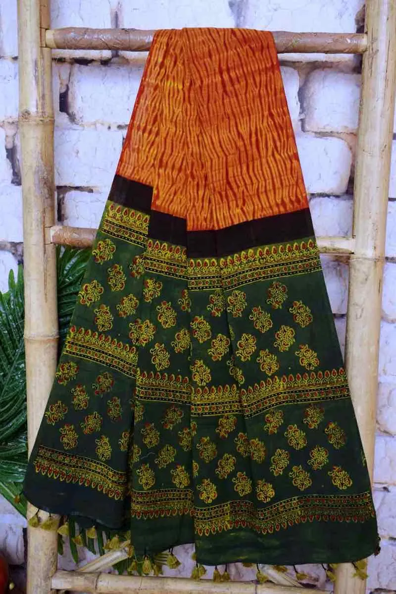 Green Special Ajrakh Shibori Cotton Suit