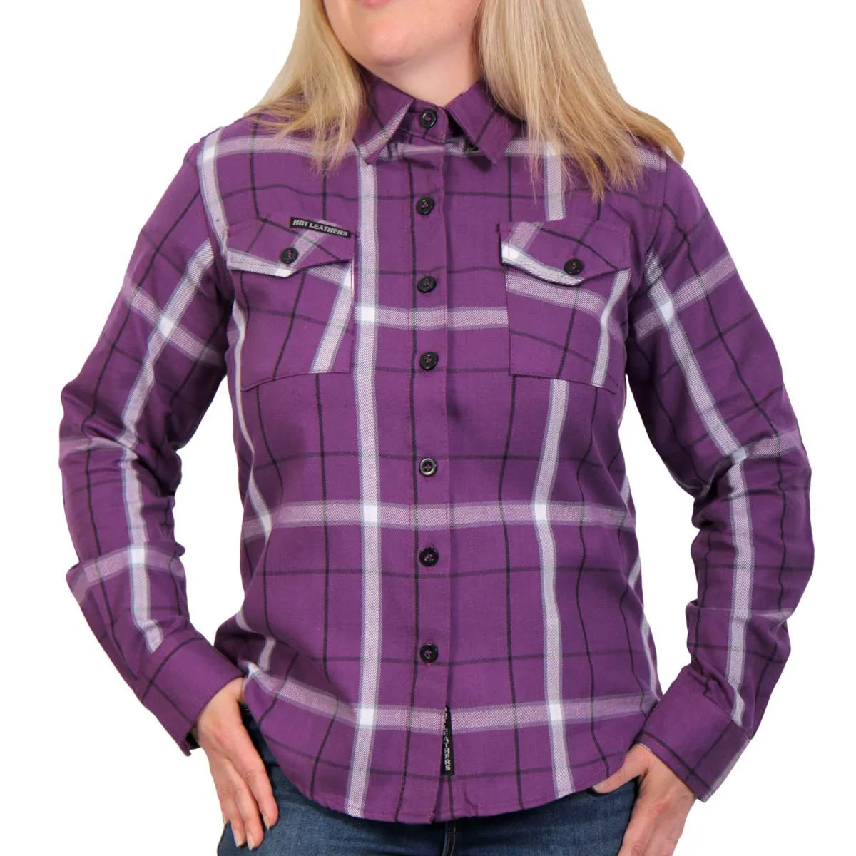 Hot Leathers FLL3010 Ladies Purple, White and Black Long Sleeve