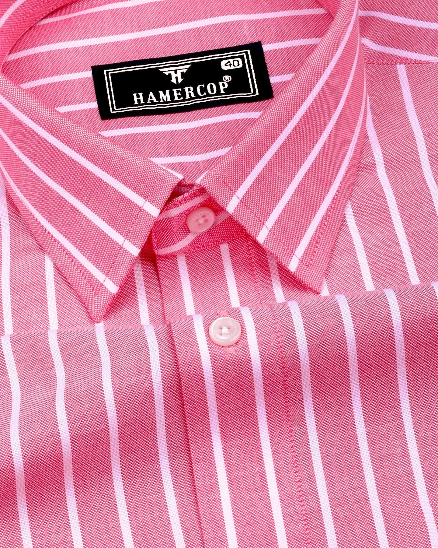 Lapis Pink With White Stripe Oxford Cotton Shirt