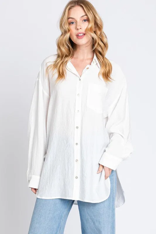 Oversized Button Up Long Sleeve Shirt