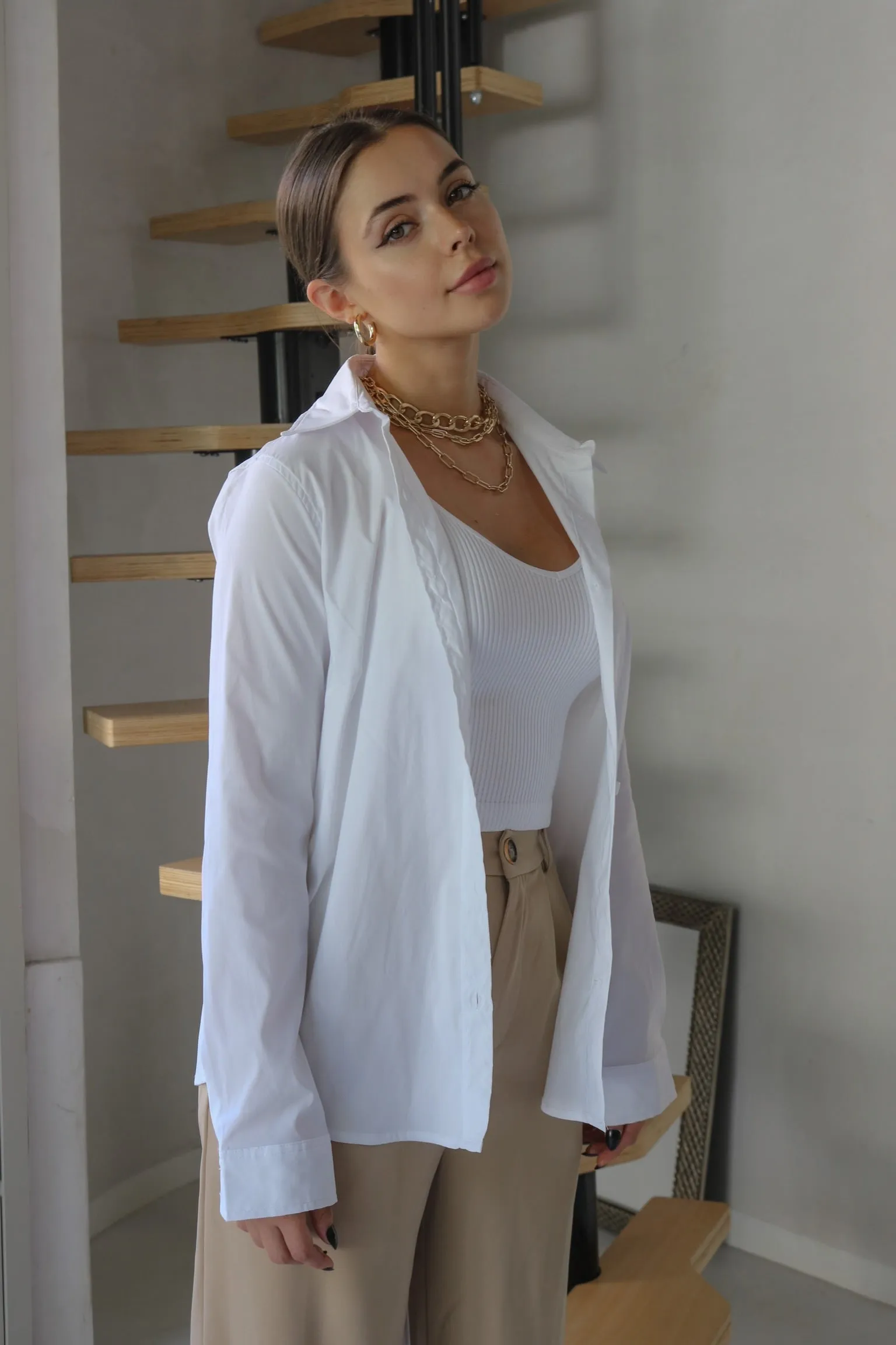 'Penn' Classic Solid Collared Button Down Shirt in White