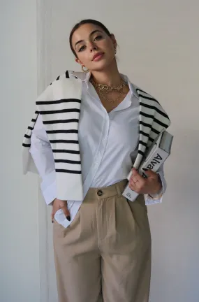 'Penn' Classic Solid Collared Button Down Shirt in White