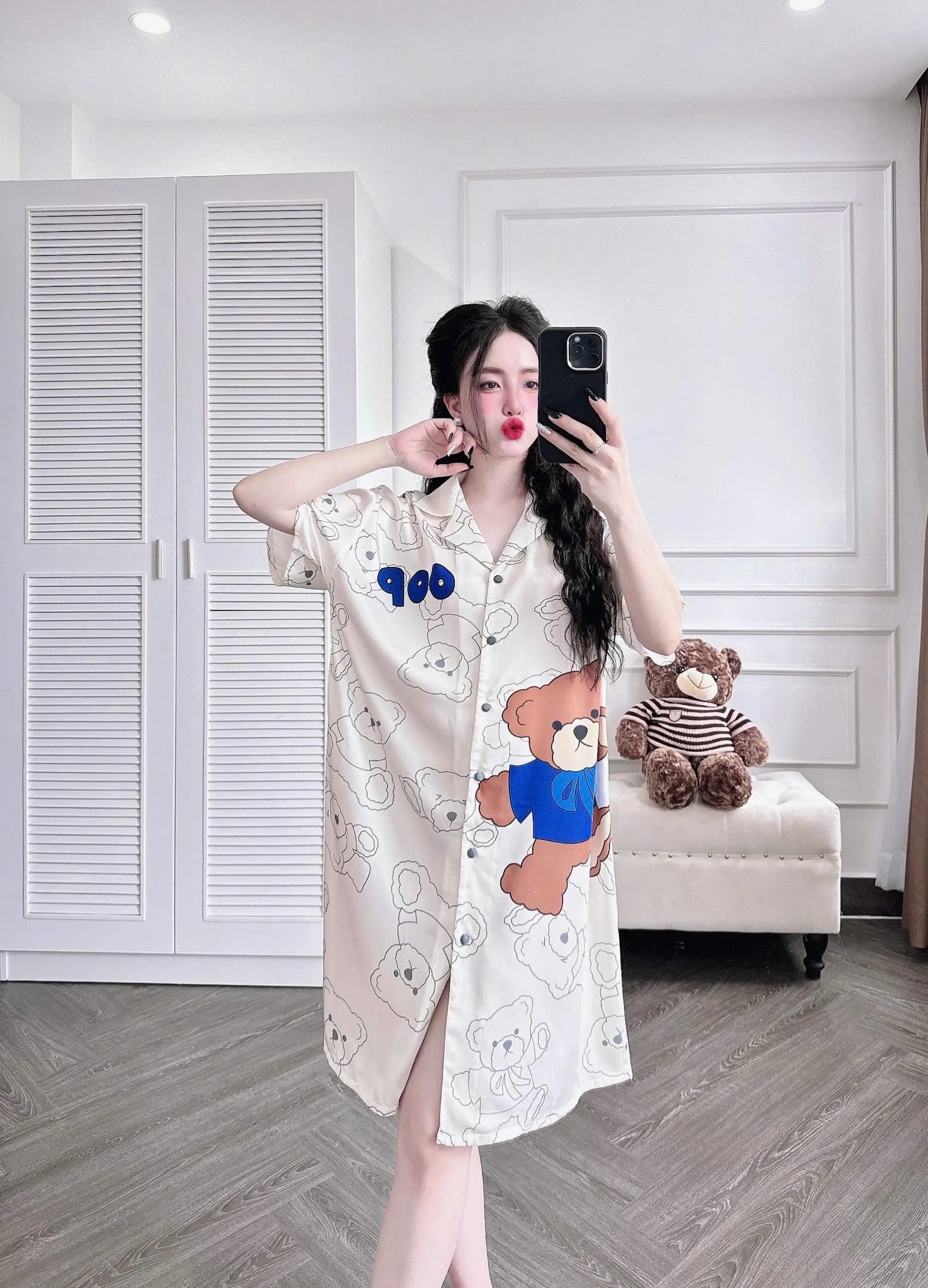 Size M/L (100-150 lbs) Oversized Latin Shirt Dress Sleepwear Pajamas