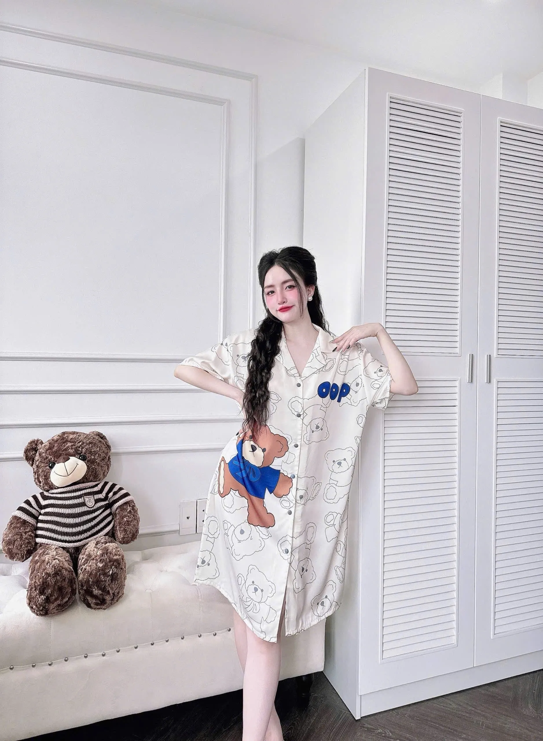 Size M/L (100-150 lbs) Oversized Latin Shirt Dress Sleepwear Pajamas