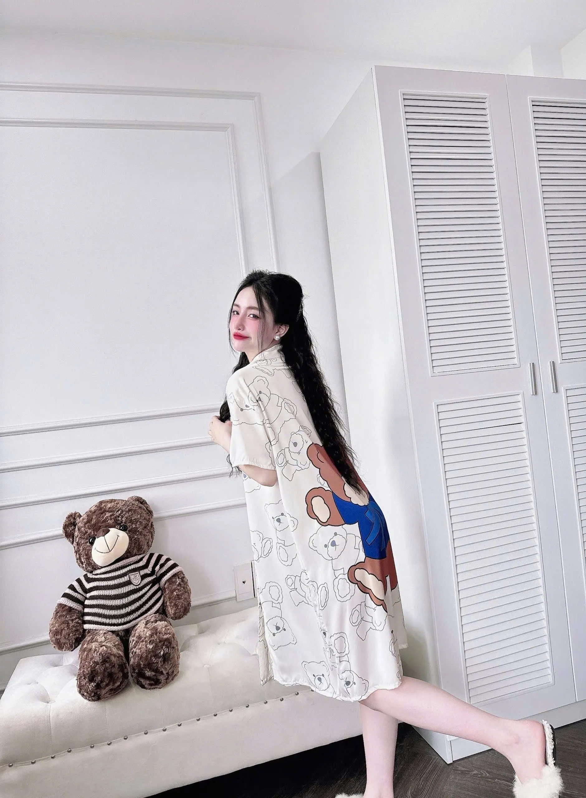Size M/L (100-150 lbs) Oversized Latin Shirt Dress Sleepwear Pajamas