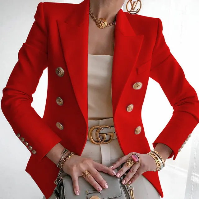 Wjczt 2022 Commuter Office SUIT Women&#39;s Suit women jacket One Piece Slim Solid Color Fashion Casual Suit Short Jacket Women