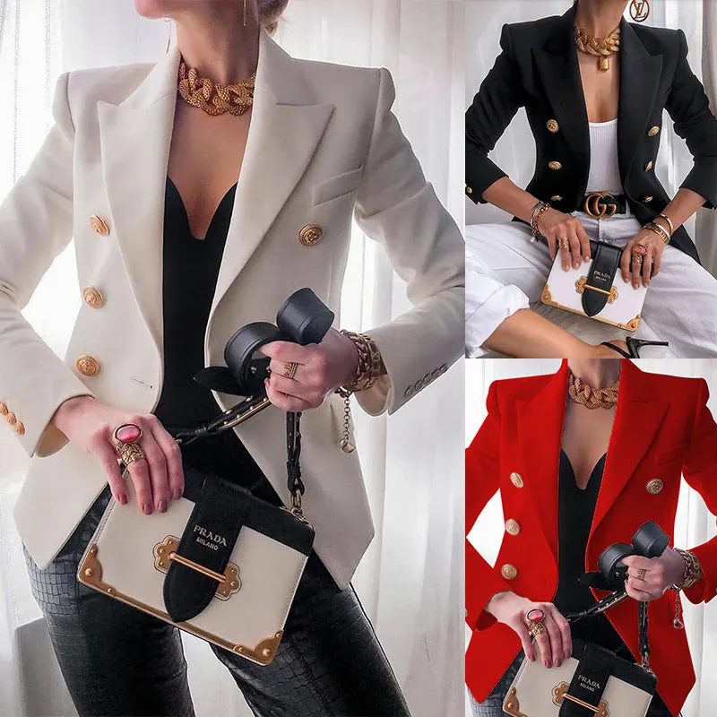 Wjczt 2022 Commuter Office SUIT Women&#39;s Suit women jacket One Piece Slim Solid Color Fashion Casual Suit Short Jacket Women