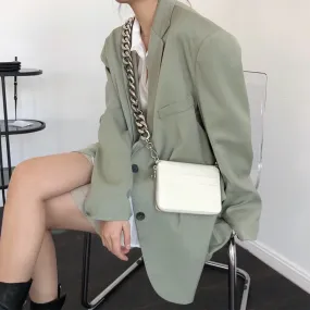 Wjczt Spring and autumn women's casual solid color double-breasted pocket decoration loose jacket